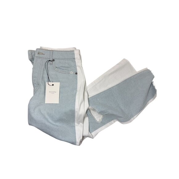 Hidden Womens Blue White High Rise Tracey Two Tone Straight Fit Jeans Sz 28 New - Picture 6 of 9